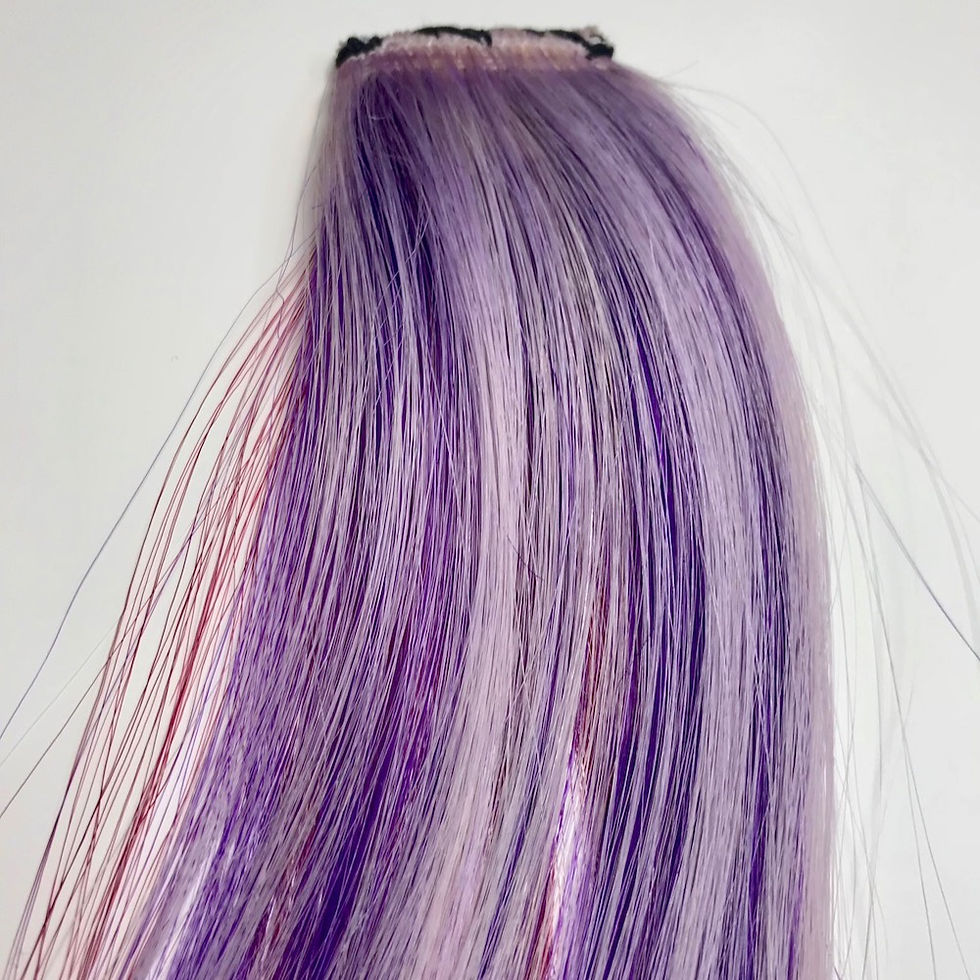 Thumbnail: 100% Human Hair Lavender Purple Burgundy Red Strip Clip-in extensions streaks 1p