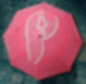 Pink umbrella branded with Paradise Mobile graphics
