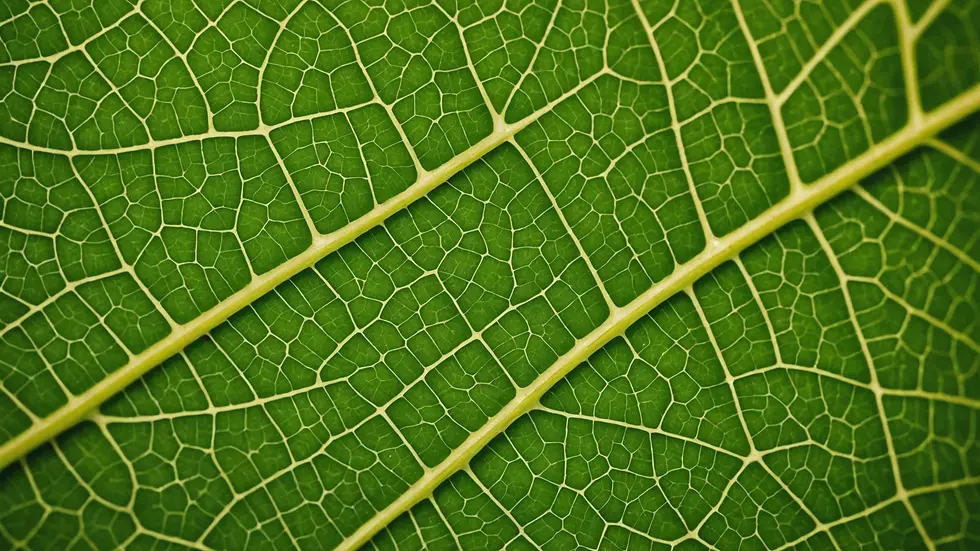 Close-up view of a leaf structure demonstrating natural design patterns