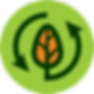 A green circle with a leaf and arrows