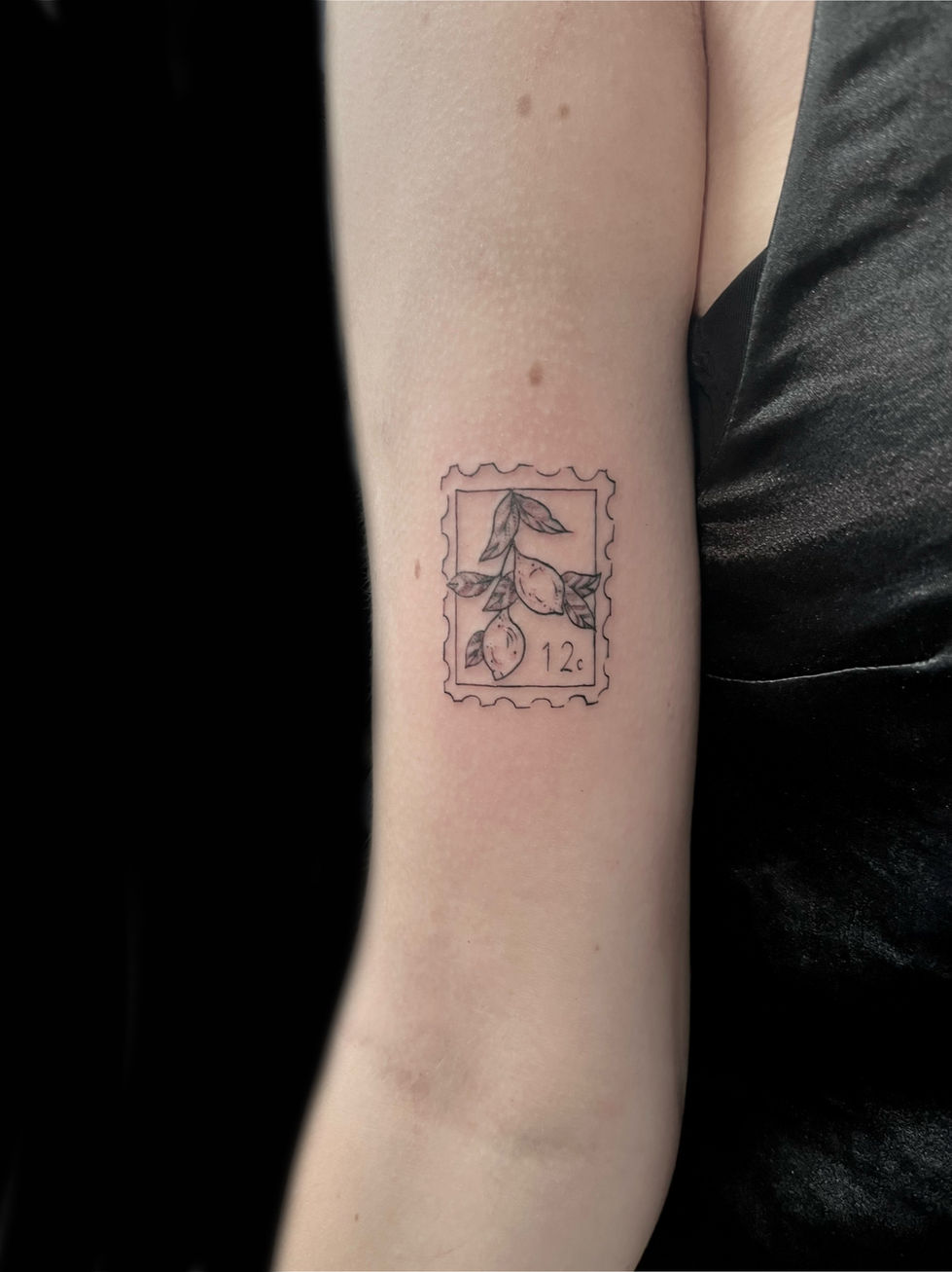 Stamp tattoo fineline