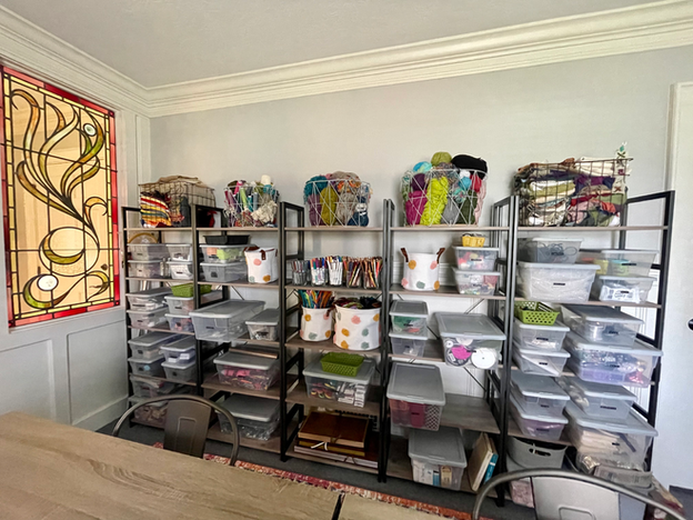 The therapeutic art studio at Leaves Of The Tree LLC is well-stocked with art materials and ready for your creative healing