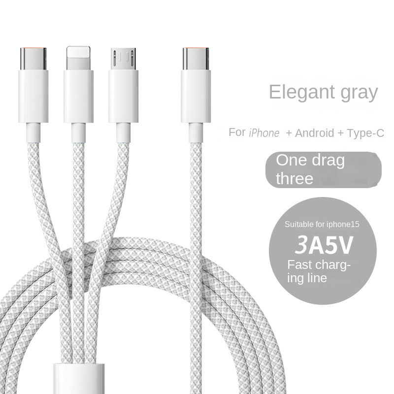 Thumbnail: 3 in 1 Fast Charging Cable 100W for Xiaomi iPhone Poco Micro USB Type C Charger