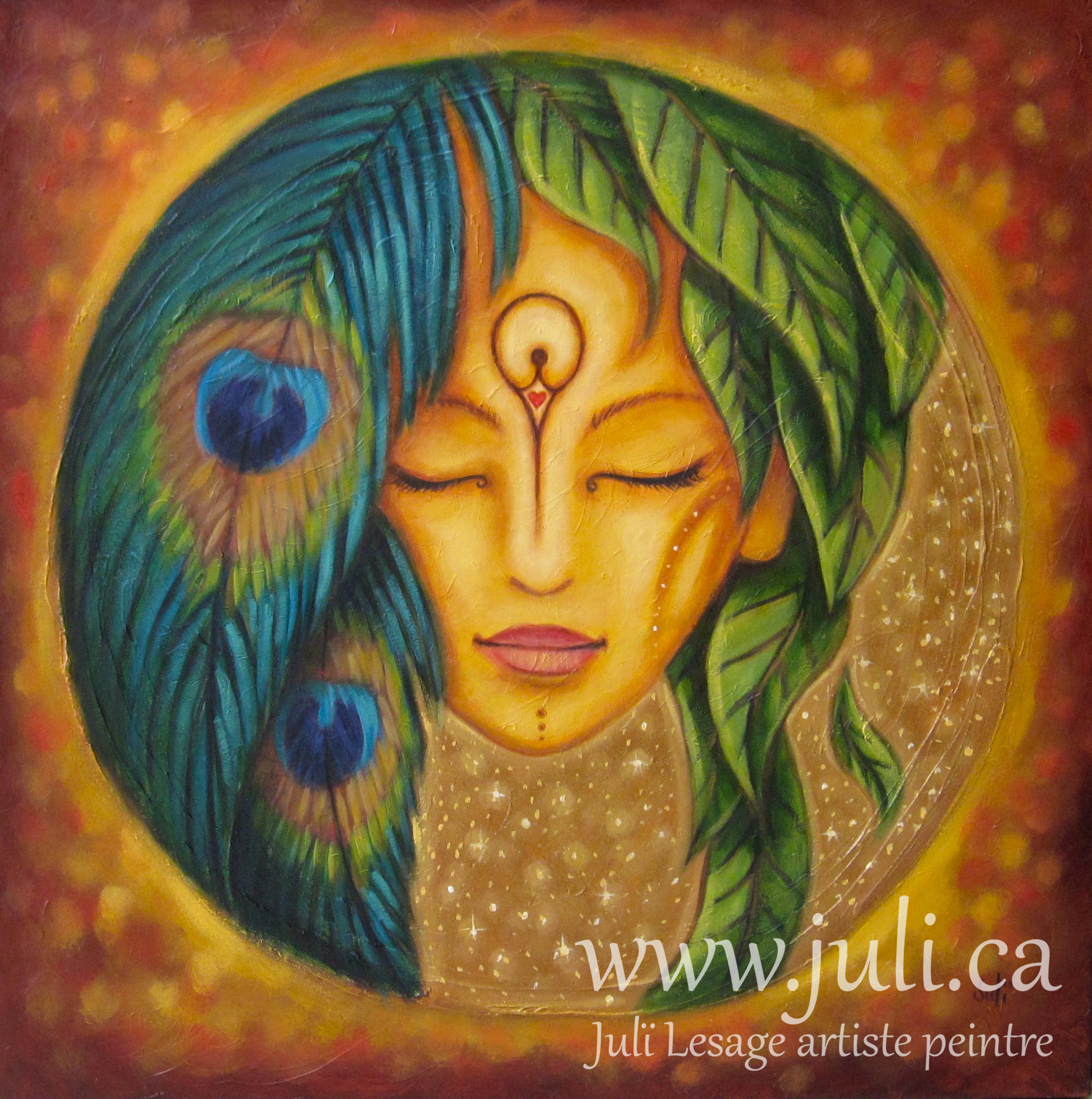 de paon et de feuilles 24x24