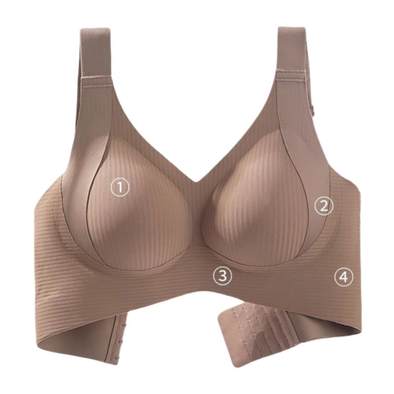 Thumbnail: 3Pcs/Set Women's Push-Up Bra Non-wire Lift Bra Seamless Underwear V-Neck Ribbed 