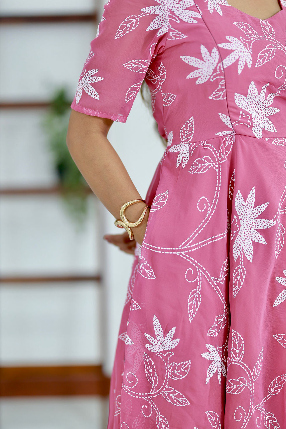 Thumbnail: Cherry blossom georgette dress With Feeding Zip