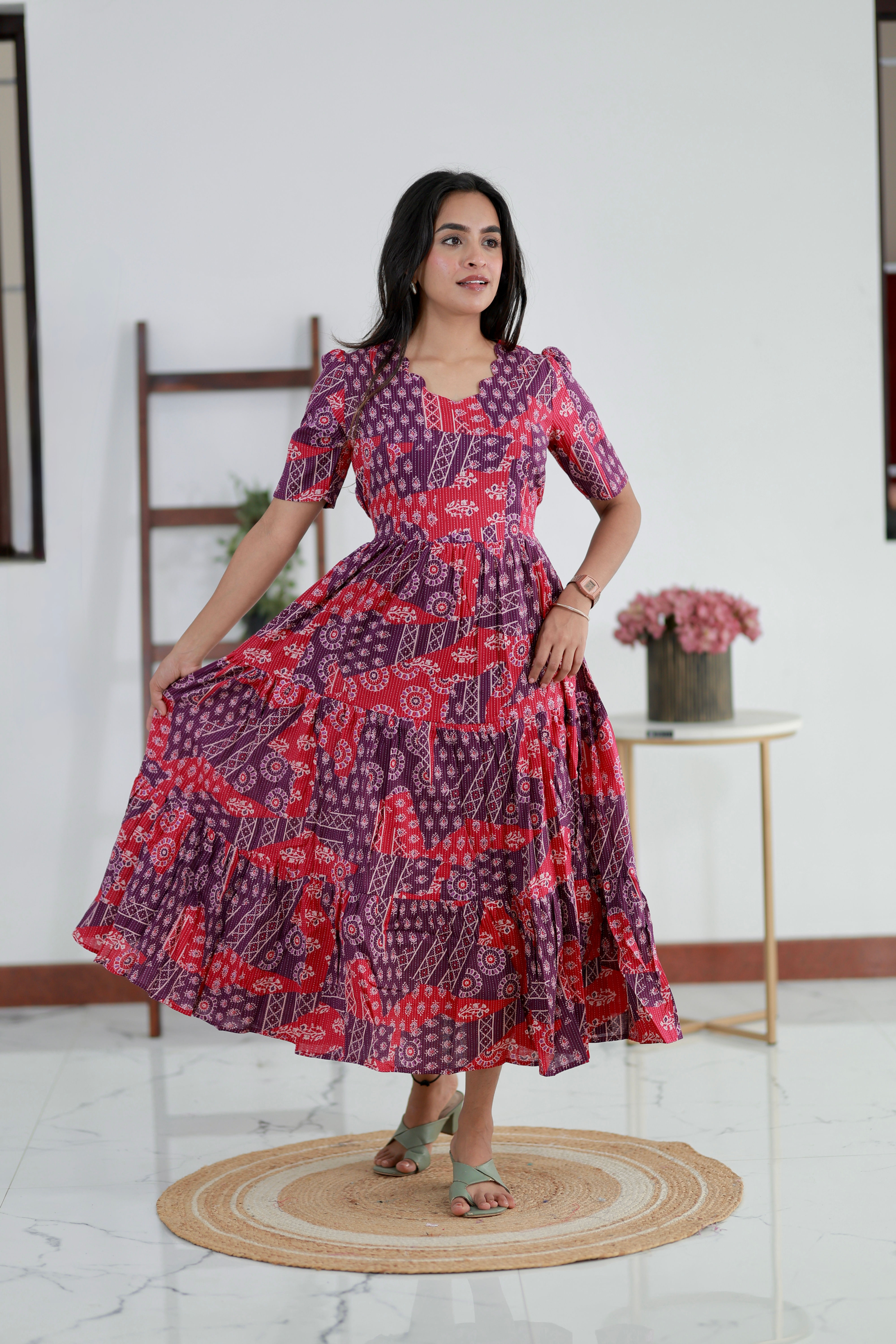 Theju F Pure Cotton Dress   FEEDING (With Zip)