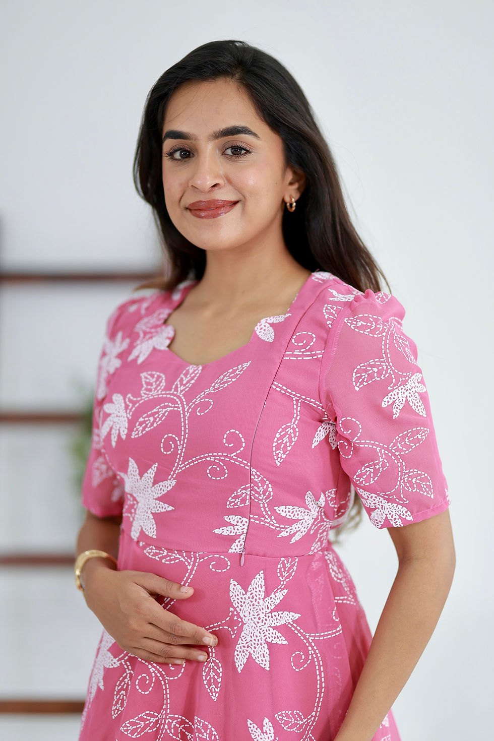 Thumbnail: Cherry blossom georgette dress With Feeding Zip