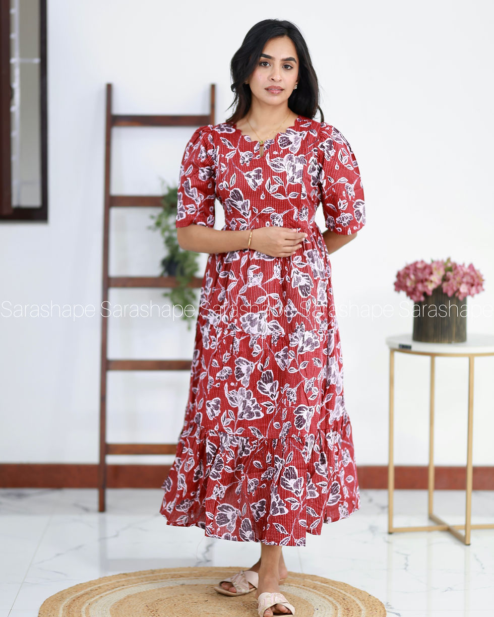 Thumbnail: Rose F Pure Cotton Dress   FEEDING (With Zip)