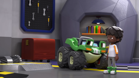 GGG: Main floor. Peg board, toolbox, and lift
