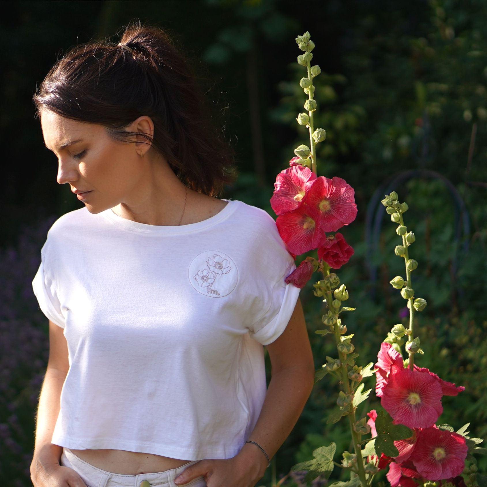 Manifes-Tee by Mepko Rolled Sleeves Tee Hollyhocks