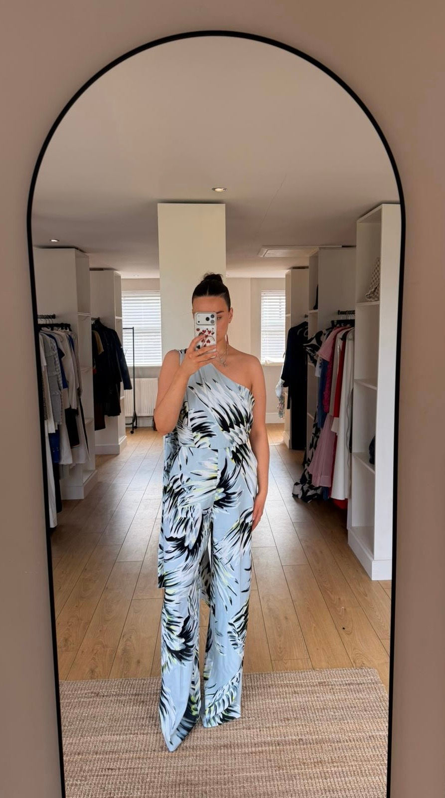 Outline One-Shoulder Printed Summer Jumpsuit