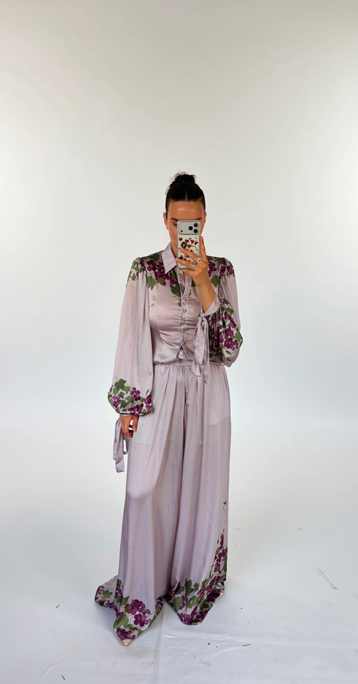 Andrea Iyamah Lilac Floral Blouse & Trousers Set