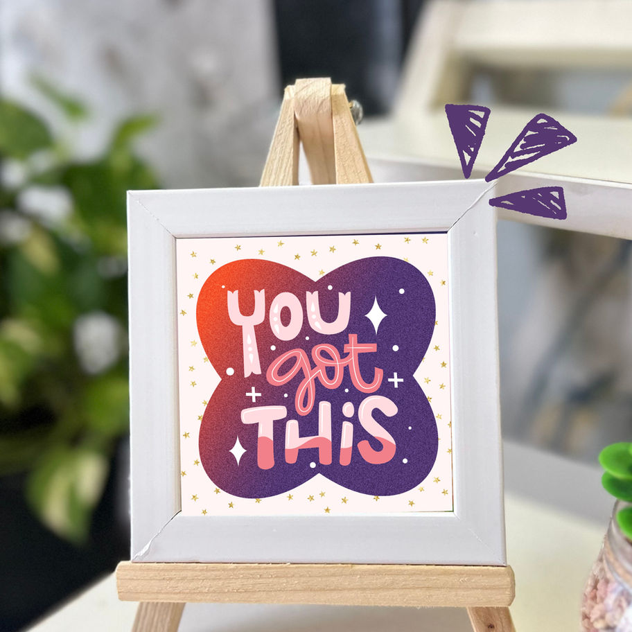 Motivational mini art print with modern lettering design for home and office decor