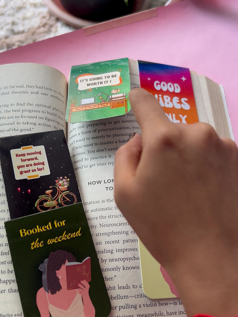 Quotes magnetic bookmark set for marking pages in books and notebooks