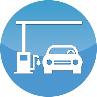 Car at gas pump icon