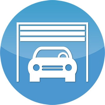 Car in garage icon