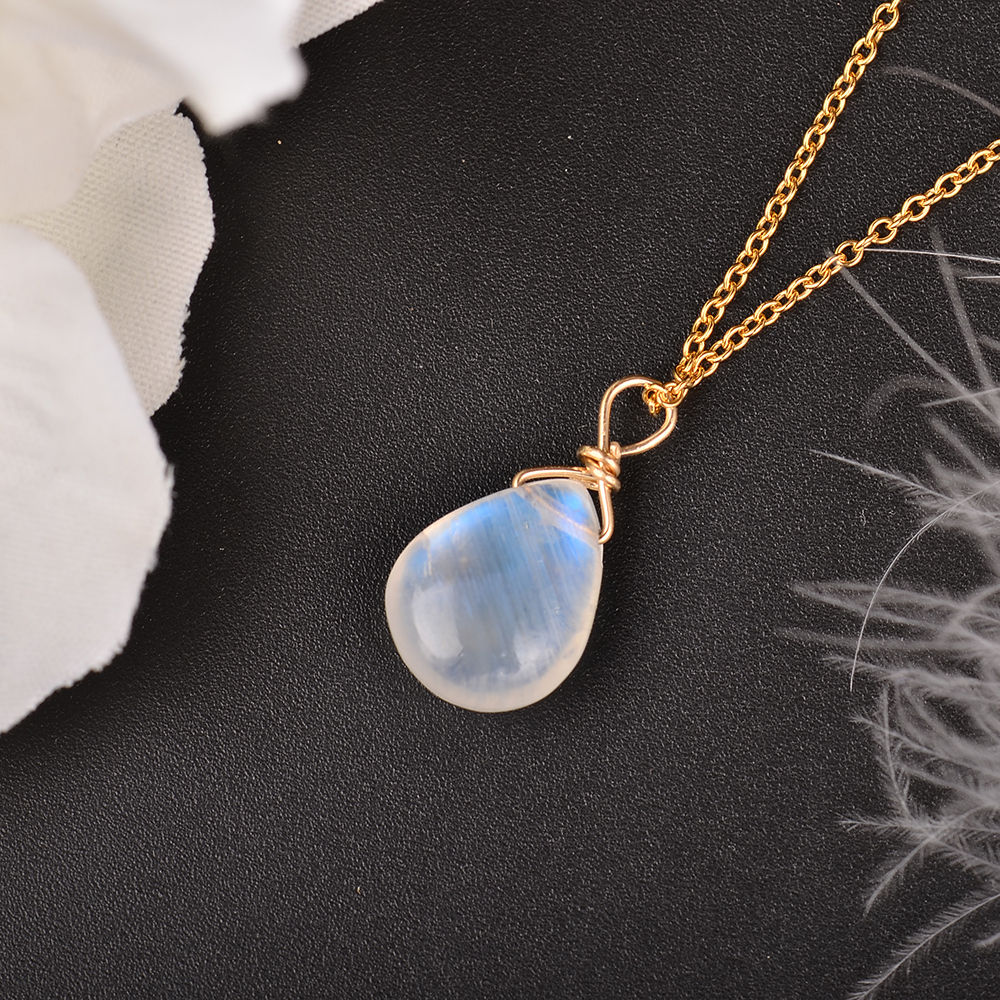 Natural Moonstone Chain Pendant Necklace