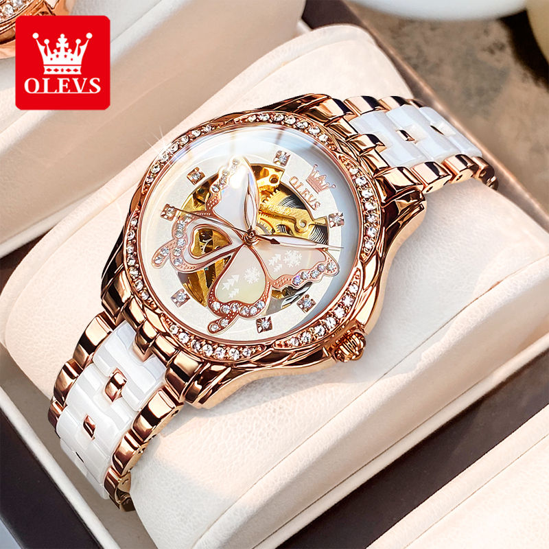 OLEVS 6622 Women's Watch Butterfly Dial Luxury Waterproof Mechanical Watch For W