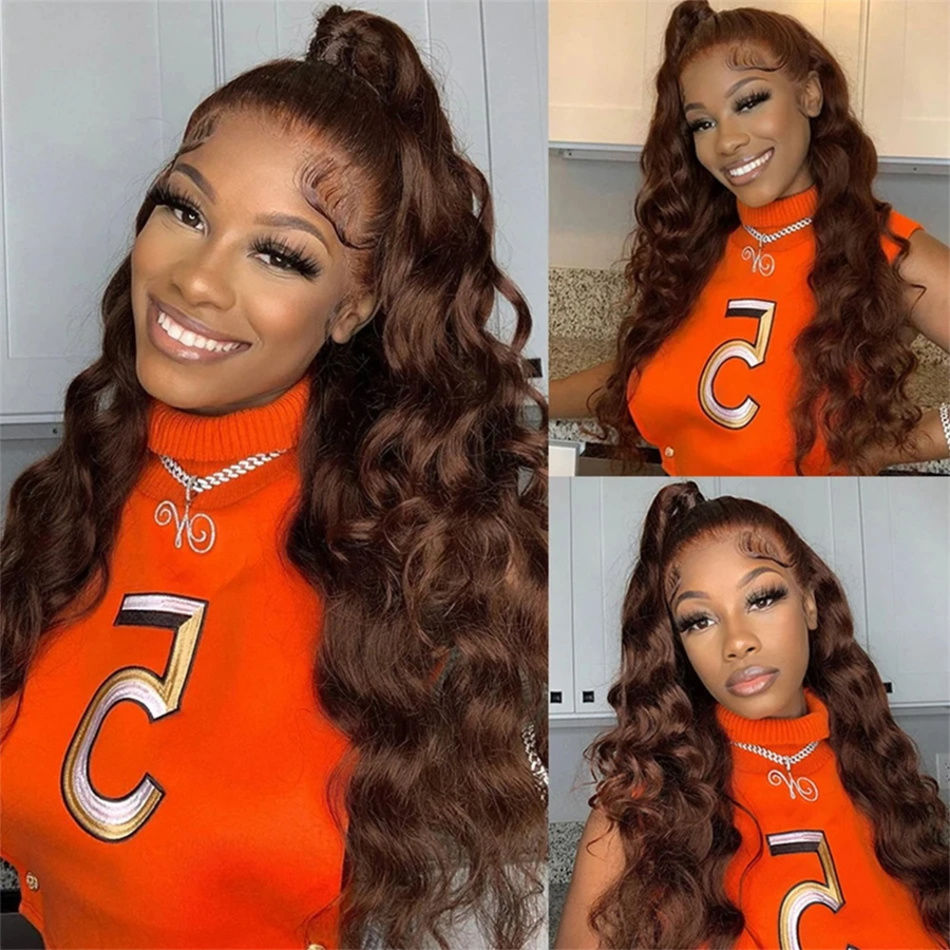 Chocolate Brown Lace Front Wigs Glueless HD 13x6 Lace Frontal Wig Body Wave 100%