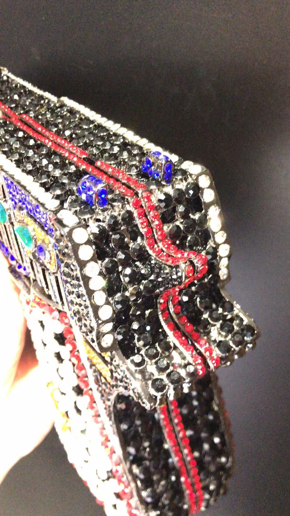 Pistol Gun Shape Drip Rhinestone Bridal Evening Bag Luxury Clutch Bag Purse for