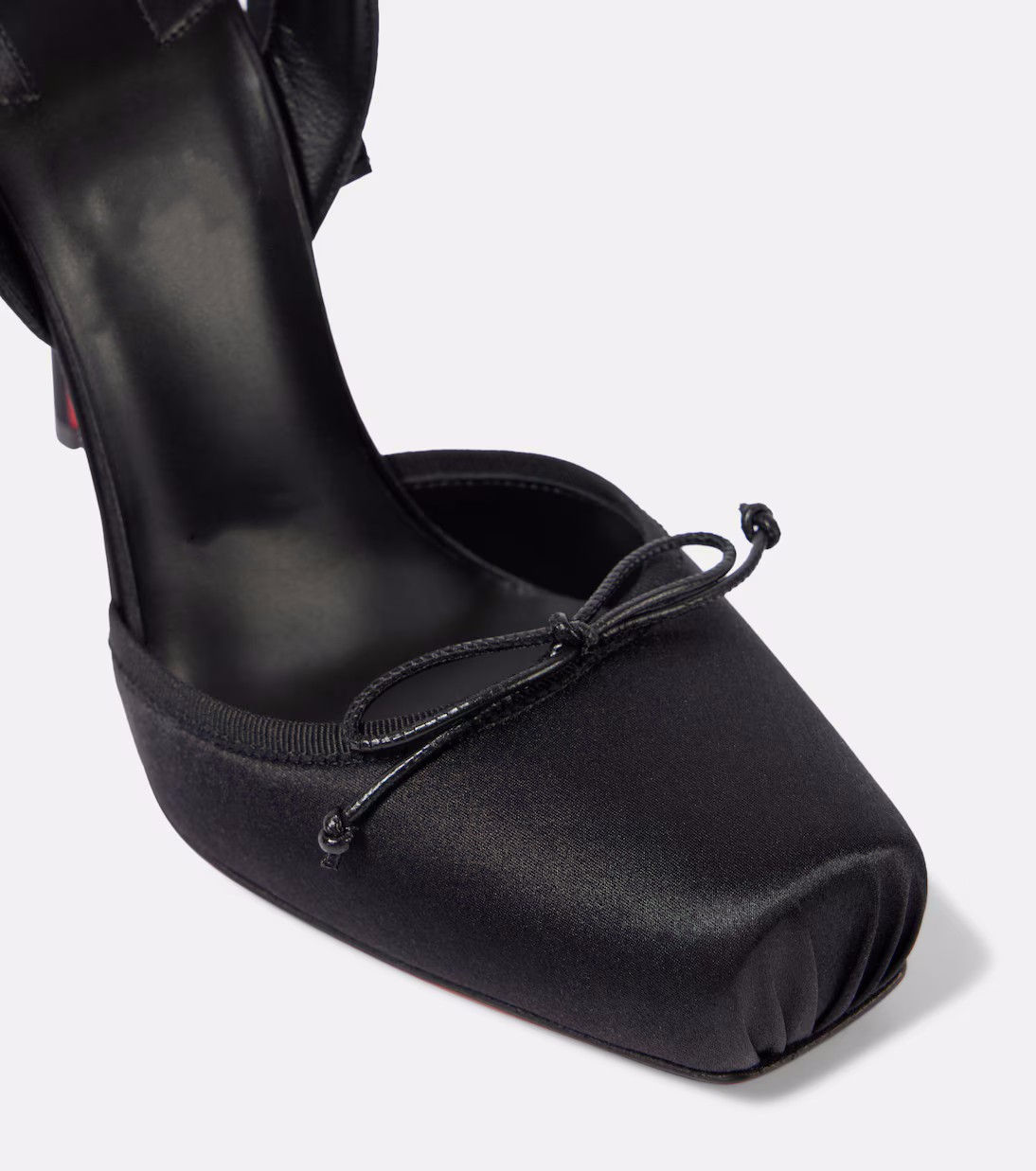 Square Toe Satin Ballet High-heeled Sandals with Ankle Strap