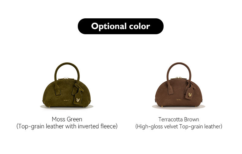 Luxury Velvet Shine Bowling Bag, Premium Genuine Leather Crossbody Purse for Wom
