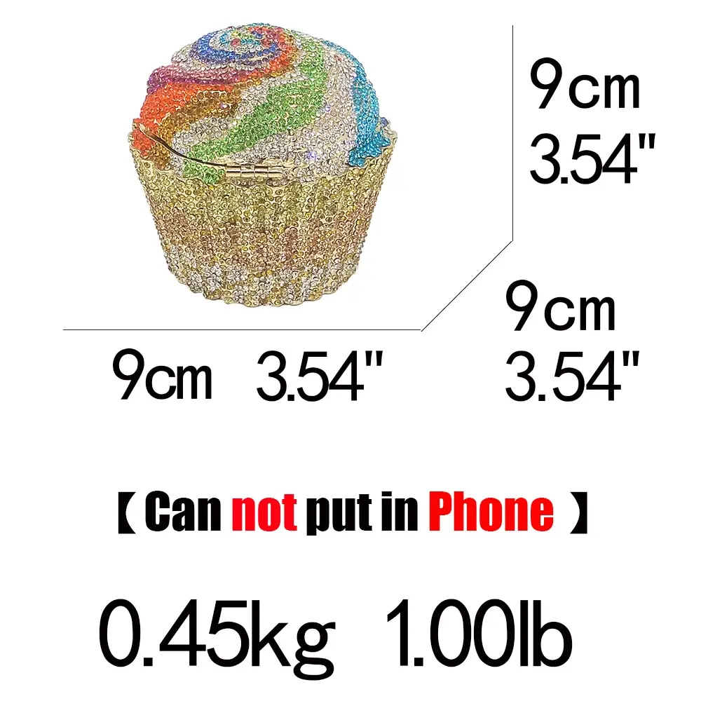Boutique De FGG Women Mini Cupcake Rhinestone Clutch Purse Crystal Clutch Evenin