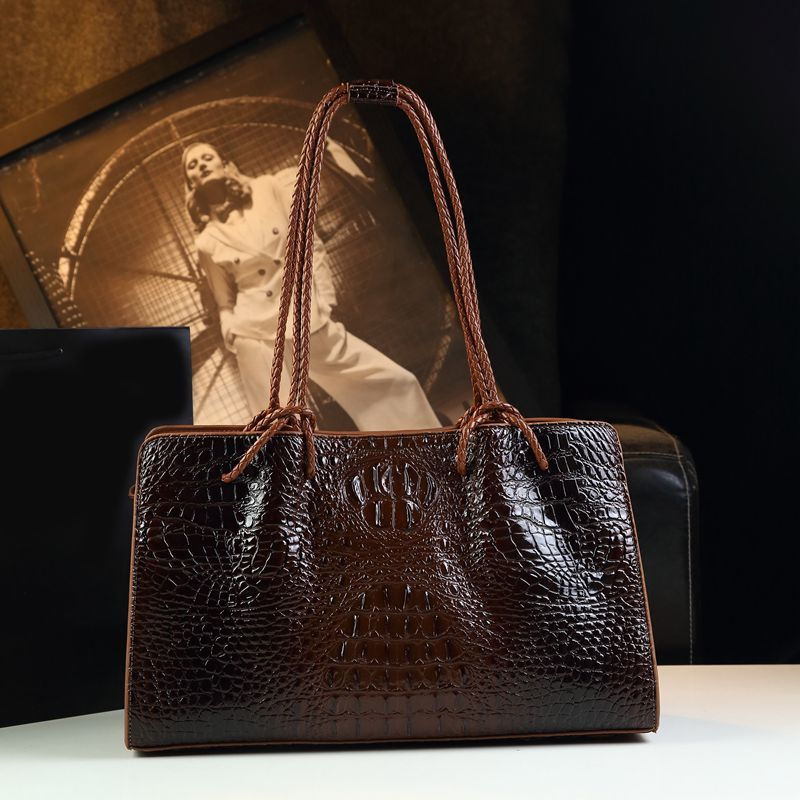 Designer Brand Crocodile Leather Tote Large Capacity Handbag New Fashion Shoulde