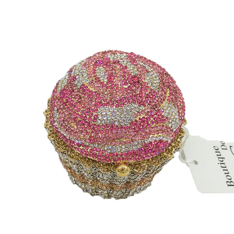 Boutique De FGG Women Blue Cupcake Evening Bag Crystal Clutch Purses Wedding Bri