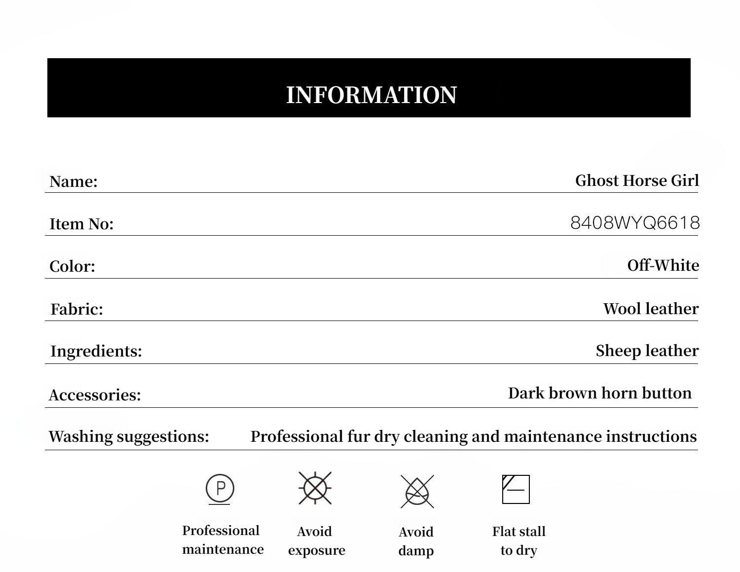 "Ghost Horse Girl" Merino-Lockenmantel mit Herzausschnitt und geradem Fell