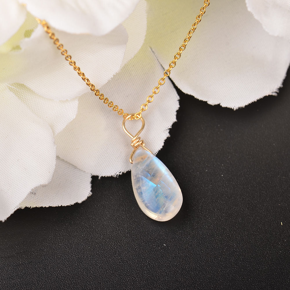 Natural Moonstone Chain Pendant Necklace