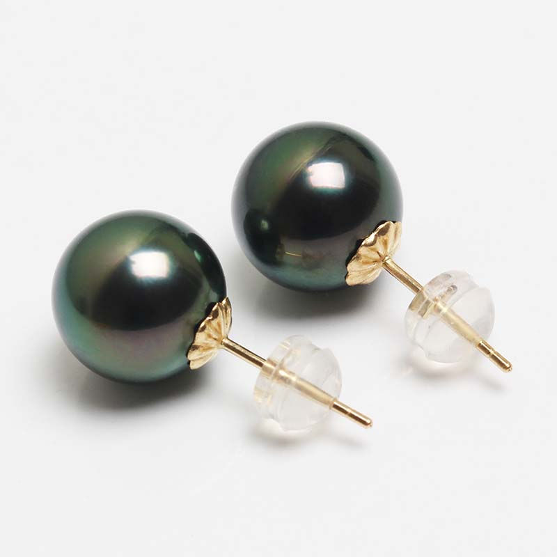 Real Sea Water Tahitain Pearl Earrings For Women,Wedding Big Pearl Earrings 18K 