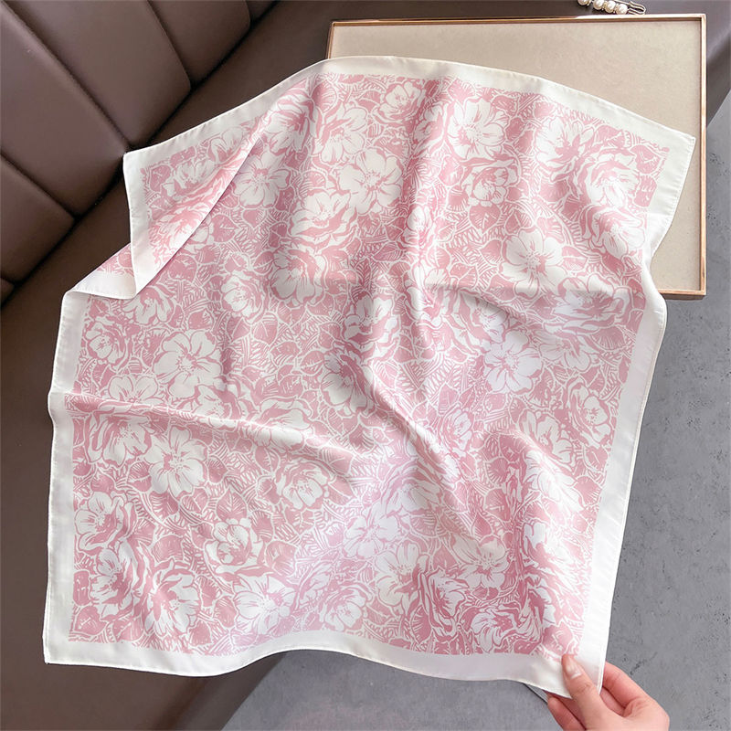 70cm Square Lemon Print Yellow Square Silk Scarf Casual Elegant Thin Breathable