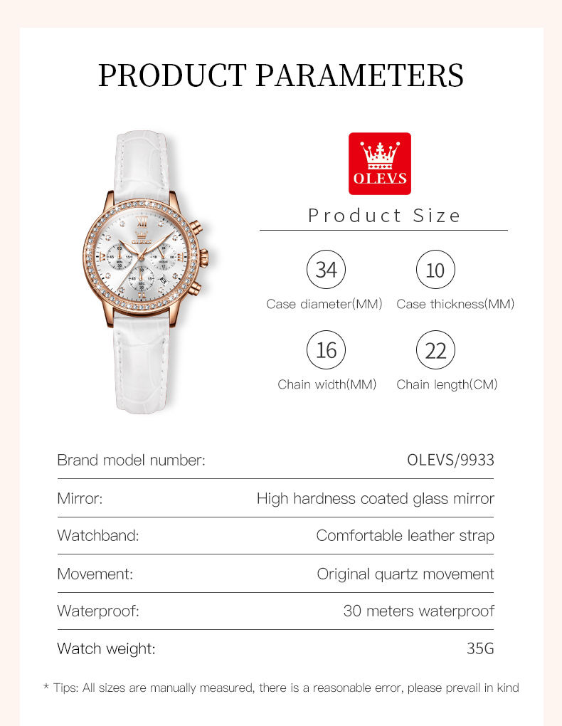 OLEVS 9933 Women' Watches Luxury Brand Diamond Quartz Wristwatch Waterproof Lumi