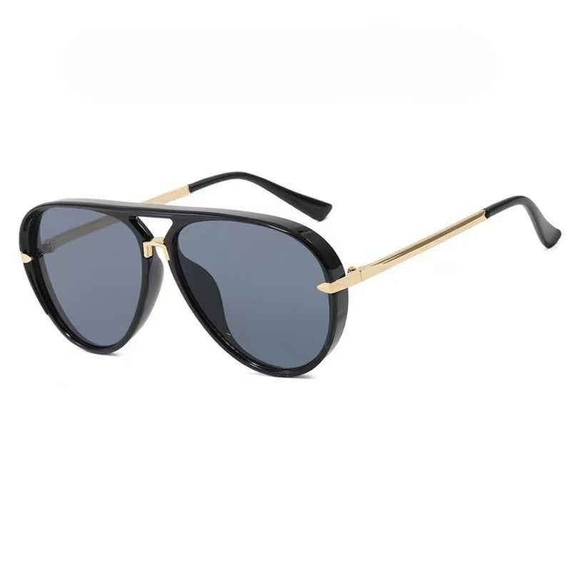 Oversized Double-Bridge Pilot Sunglasses
