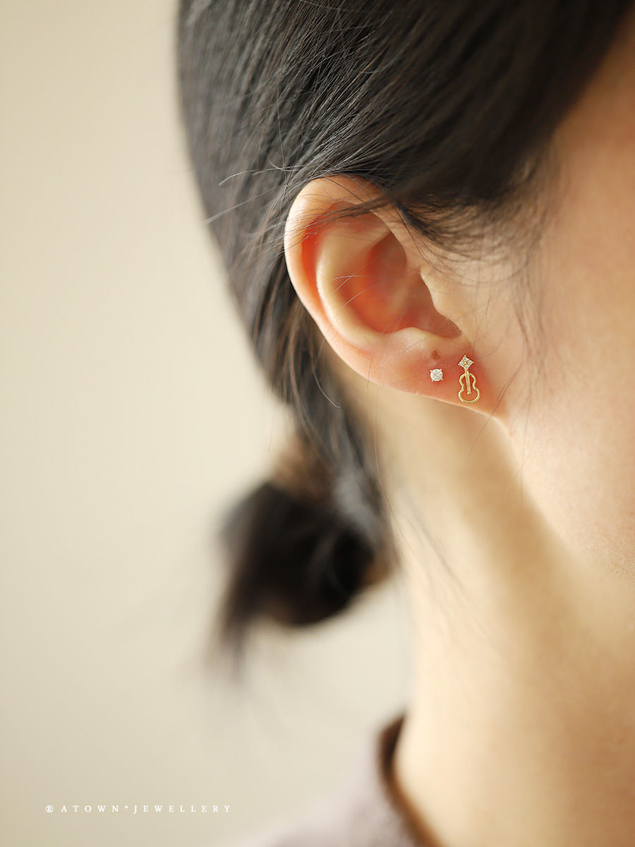 Sterling Silver Violin Musical Note Stud Earrings