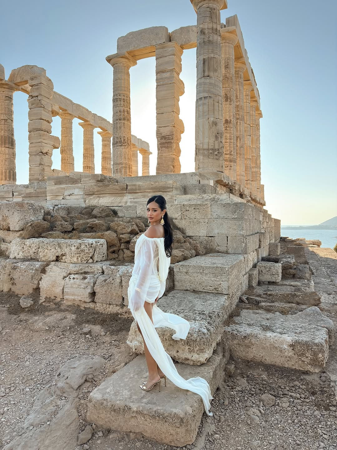 Transparent Off The Shoulder Draped Dress
