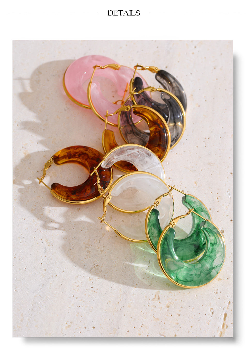 Yhpup White Green Black Pink Brown Acetate Acrylic Chunky Hoop Earrings Daily St