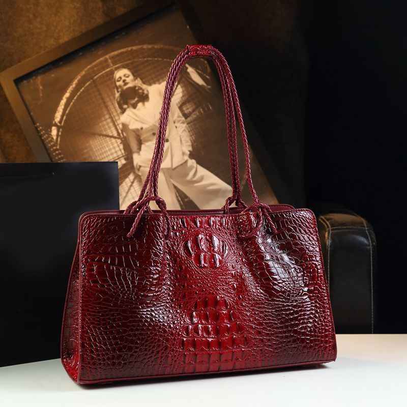 Designer Brand Crocodile Leather Tote Large Capacity Handbag New Fashion Shoulde