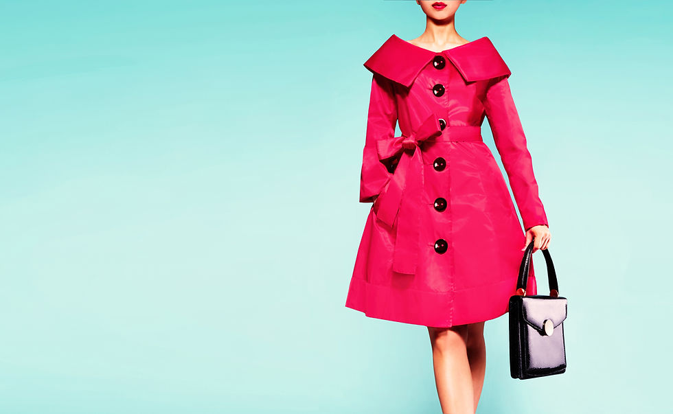 Beautiful red coat woman with black leather handbag. Fall winter fashion image. .jpg