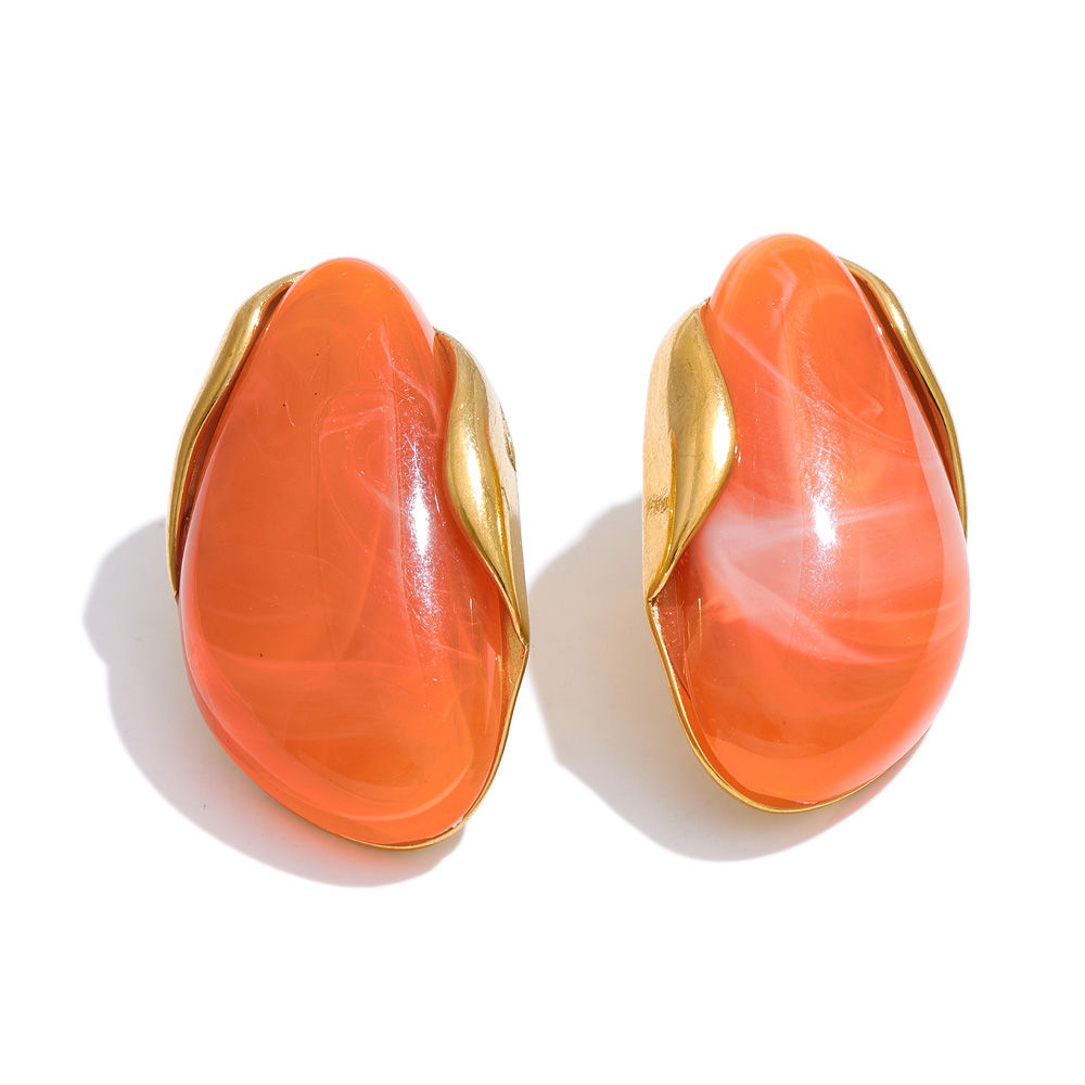 oblong Resin Geometric Stud Earrings f