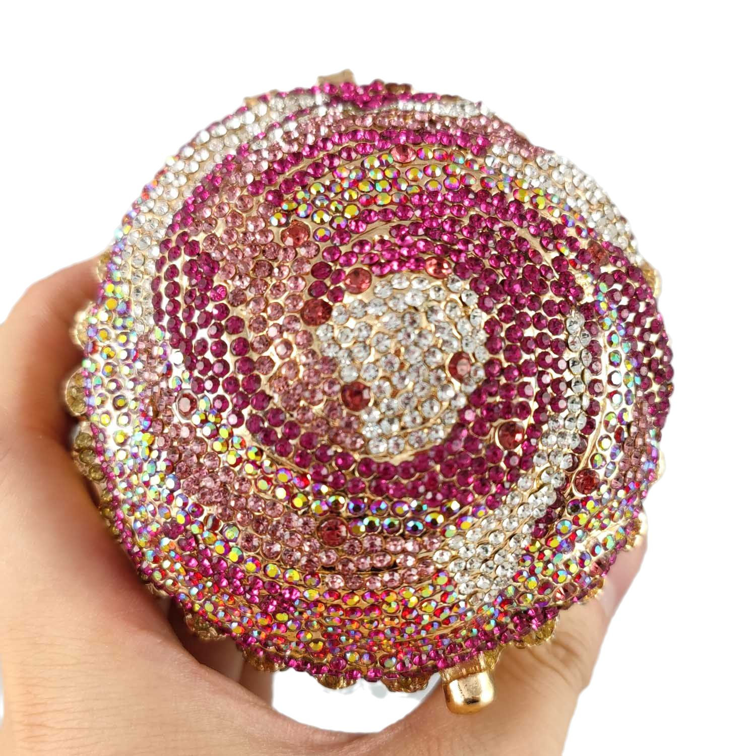 Boutique De FGG Women Mini Cupcake Rhinestone Clutch Purse Crystal Clutch Evenin