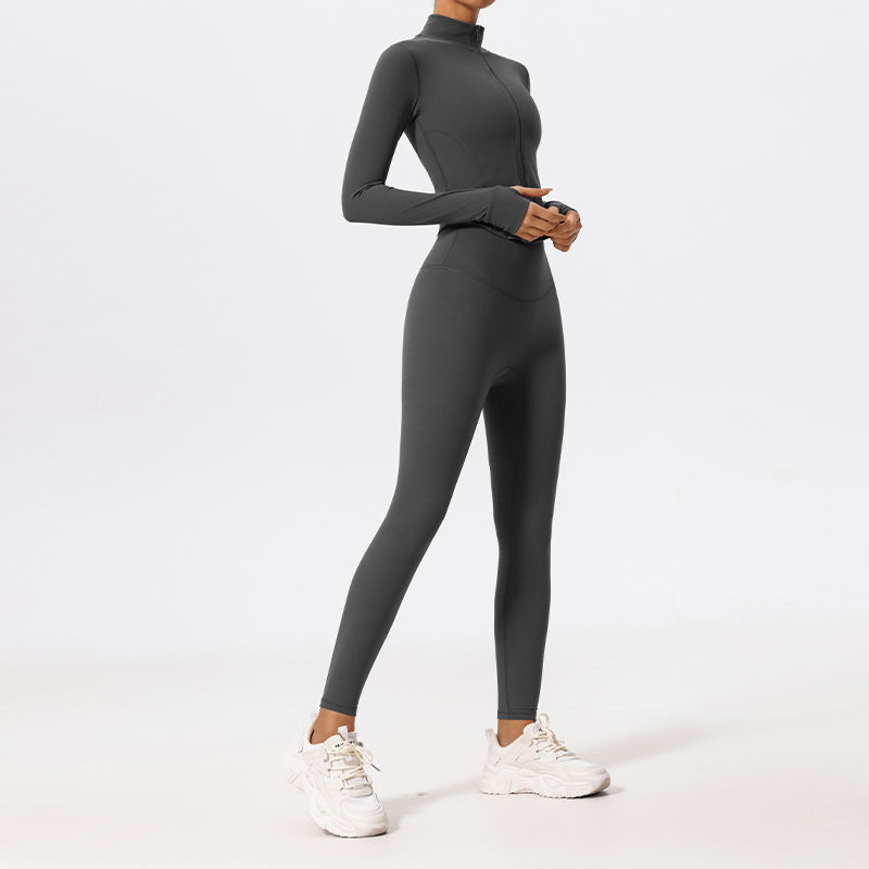 Hearuisavy Summer Ultra-Soft Fabrics 2Pcs Long Sleeve Gym Set Women Quick-Dry Yo