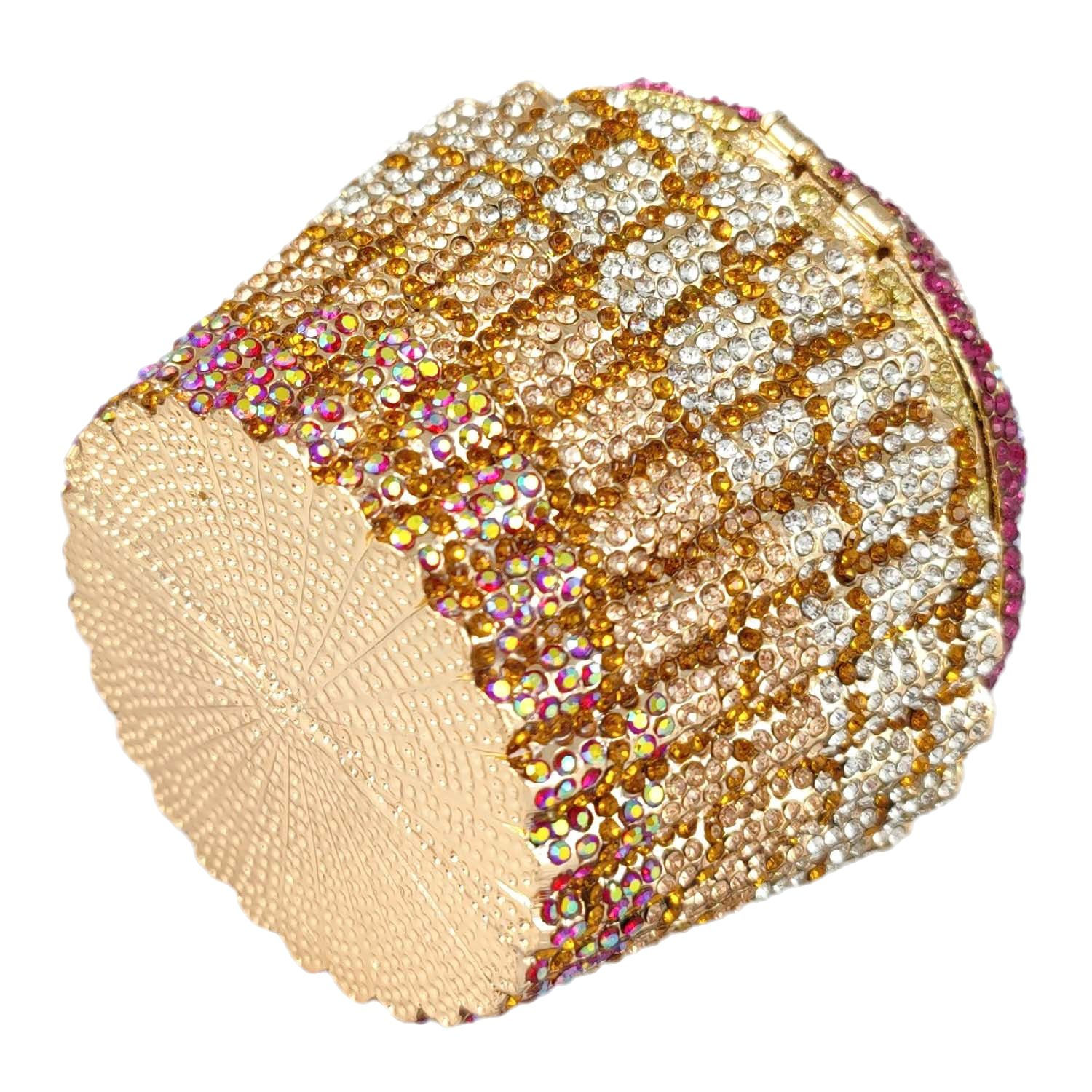 Boutique De FGG Women Mini Cupcake Rhinestone Clutch Purse Crystal Clutch Evenin