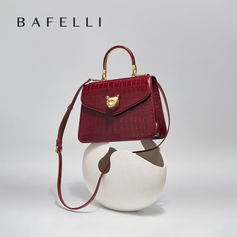 2025 BAFELLI CAT WOMEN'S NEW CROCODILE PATTERN LEATHER FASHION HANDBAG STYLISH B