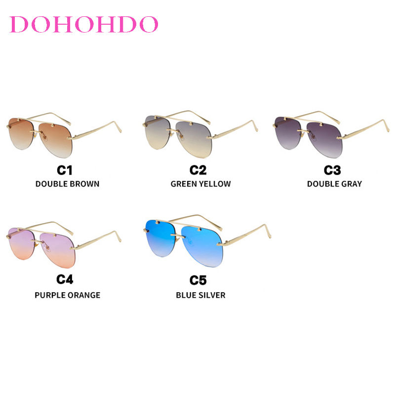 Fashion Pilot Sunglasses Women Oversized Luxury Metal Sun Glasses For Female Coo