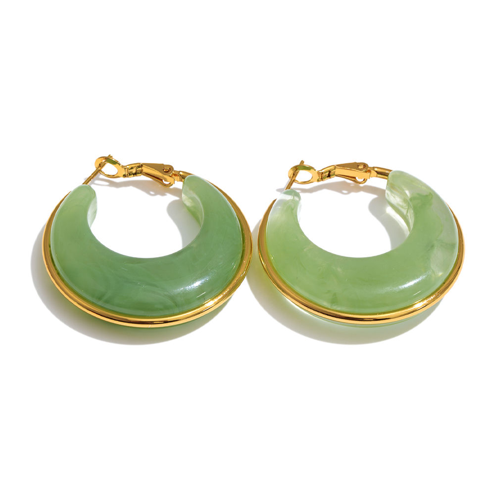 Yhpup White Green Black Pink Brown Acetate Acrylic Chunky Hoop Earrings Daily St