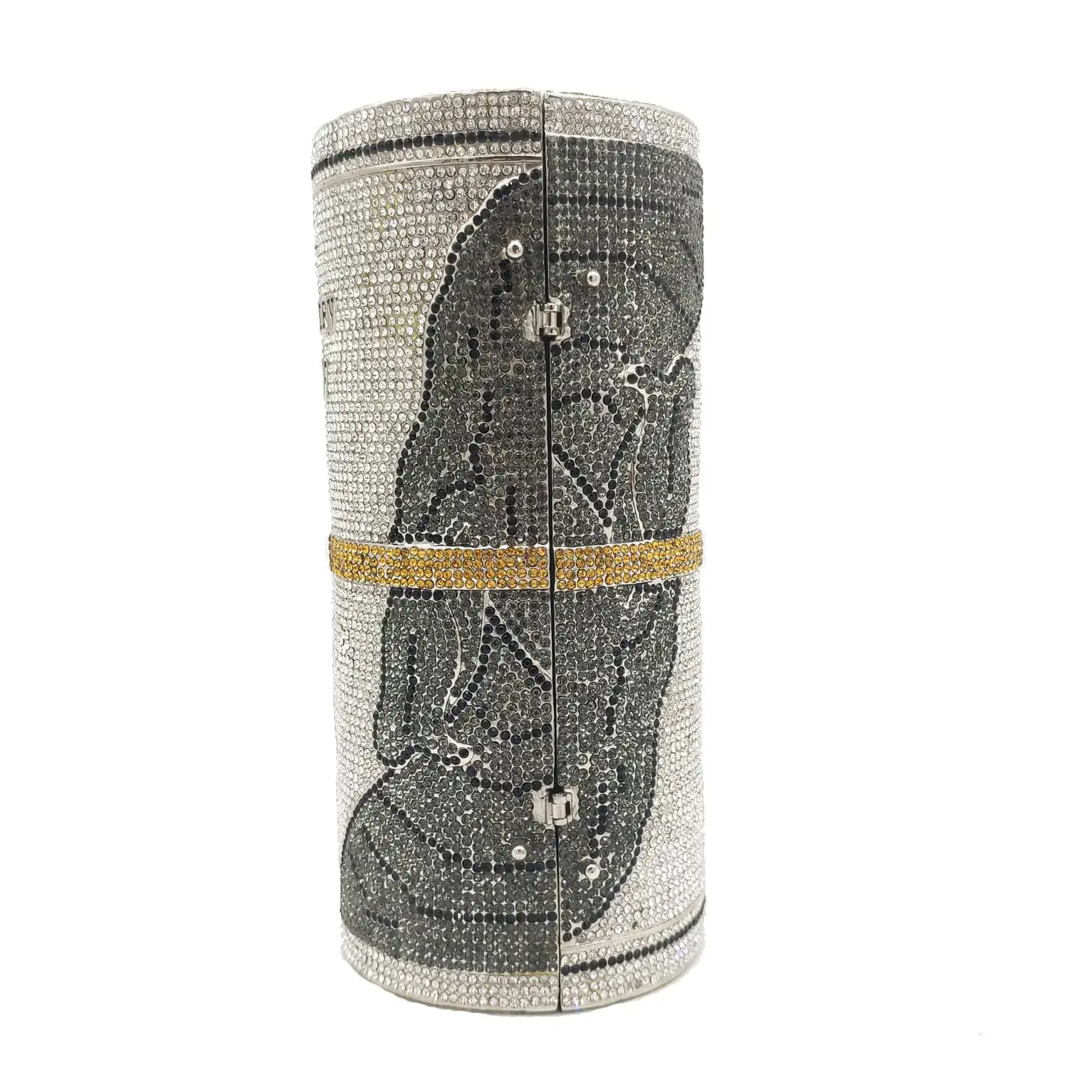 Boutique De FGG Hand-Made Stack of Cash Round Women Crystal Evening Money Clutch