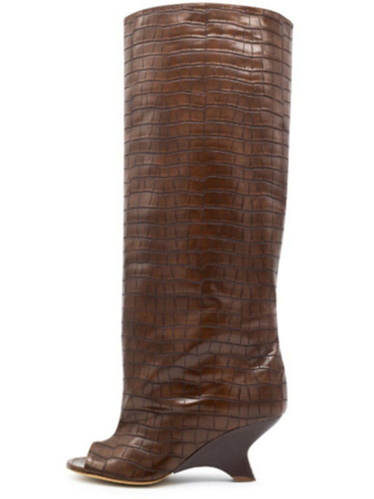 Unique Knee Length Wide Tube Boots